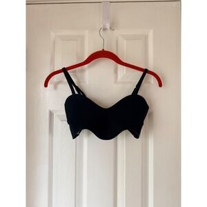 Bahia Maria Collection Black Scalloped Edge Bandeau Bikini Top Swimwear XS